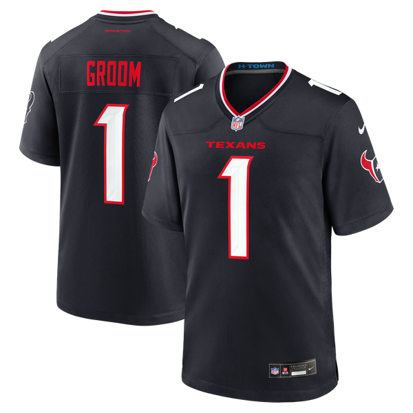 Houston Texans Number 1 Groom Nike Navy Game Jersey