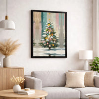 Whimsical Holiday Ornaments Print, Pastel Christmas Tree Canvas Wall Art, Festive Seasonal Digital Download, Winter Wonderland Home Decor