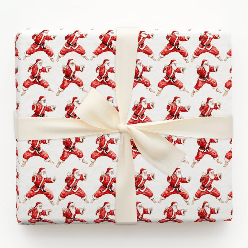 Martial Arts Santa Gift Wrap, Karate Santa Christmas Wrapping Paper, Humorous Holiday Wrapping Paper, Secret Santa Martial Arts Gift Wrap Roll
