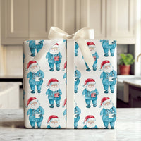 Nurse Scrubs Christmas Gift Wrap, Doctor Santa Wrapping Paper, Watercolor Medical Santa Wrapping Paper, Healthcare Worker Holiday Gift Wrap