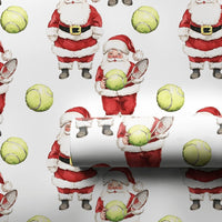 Sporty Holiday Gift Wrap, Tennis Santa Christmas Wrapping Paper, Tennis Coach Xmas Present Wrap, Humorous Tennis Player Holiday Wrapping Paper
