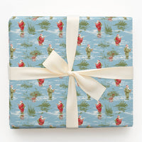 Humorous Angler Santa Gift Wrap, Fly Fishing Santa Wrapping Paper, Outdoor Christmas Present Paper, Fisherman Holiday Gift Wrapping Paper