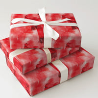 Comfy Winter Holiday Gift Wrap, Watercolor Red Scarf Wrapping Paper, Festive Christmas Wrapping Paper, Artistic Scarf Pattern Gift Wrap Roll