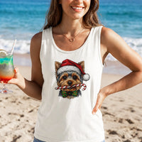 Christmas Dog Tank, Yorkie Santa Tank Top, Adorable Yorkshire Terrier Xmas Sleeveless Tee, Holiday Dog Lover Present, Festive Pet Top