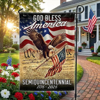 God Bless America Garden Flag | 1776-2026 Semiquincentennial 250 Years | Double-Sided Patriotic Eagle Flag | Weather-Resistant Outdoor Decor