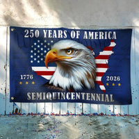 250 Years of America Flag | 1776-2026 Semiquincentennial Patriotic Eagle | Double-Sided Weather-Resistant Polyester | USA Independence Anniversary Garden Flag