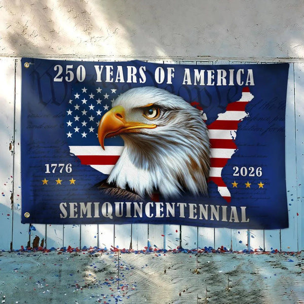 250 Years of America Flag | 1776-2026 Semiquincentennial Patriotic Eagle | Double-Sided Weather-Resistant Polyester | USA Independence Anniversary Garden Flag