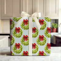 Humorous Vegetable Wreath Gift Wrap, Brussels Sprout Wrapping Paper, Foodie Christmas Wrapping Paper, Quirky Chef Holiday Gift Wrap Roll