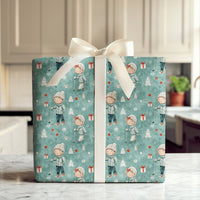 Watercolor Kids Christmas Gift Wrap, Winter Children Wrapping Paper, Whimsical Holiday Wrapping Paper, Adorable Seasonal Gift Wrap Paper Roll