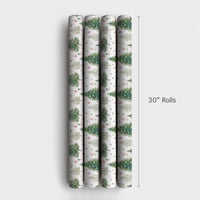 Festive Bauble Holiday Gift Wrap, Watercolor Christmas Trees Wrapping Paper, Snowflake Christmas Wrapping Paper, Winter Gift Wrap Roll