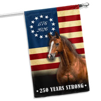 Patriotic Horse Garden Flag | 250 Years Strong Betsy Ross Design | Double-Sided Weather-Resistant Polyester | USA Independence Decor