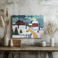 Snowy Red Barn Winter Landscape, Christmas Farmhouse Digital Download, Rustic Holiday Wall Art Printable, Country Christmas Print Decor