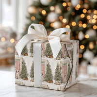 Pink Door Watercolor Dog Gift Wrap, Dalmatian Christmas Wrapping Paper, Dalmatian Holiday Wrapping Paper, Festive Winter Present Wrap