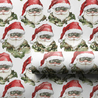 Camo Christmas Gift Wrap, Tactical Santa Wrapping Paper, Military Santa Holiday Wrapping Paper, Camouflage Present Paper, Veteran Gift Wrap