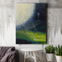 Shepherds Under Star of Bethlehem Print, Nativity Scene Canvas Wall Art, Religious Christmas Canvas Art, Printable Digital Download