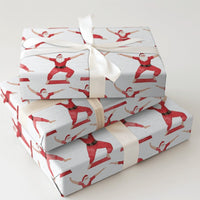 Humorous Fitness Santa Wrapping Paper, Yoga Poses Santa Wrapping Paper, Holiday Yogi Christmas Wrapping Paper, Namaste Santa Gift Wrap Roll