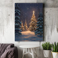 Snowy Winter Forest Canvas Print, Christmas Tree Canvas Wall Art, Rustic Holiday Landscape Canvas, Winter Pine Wall Decor, Christmas Present