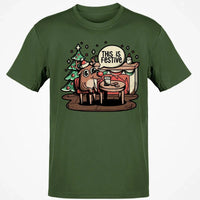 Humorous Holiday Reindeer Tee, This Is Festive Christmas T-Shirt, Retro Xmas Graphic Shirt, Adorable Festive Season Present T-Shirt