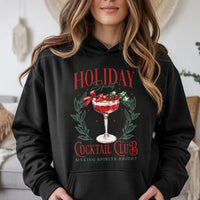 Festive Drink Bartender Hooded Sweatshirt, Holiday Cocktail Christmas Hoodie, Comfy Winter Drinking Pullover, Xmas Party Apparel