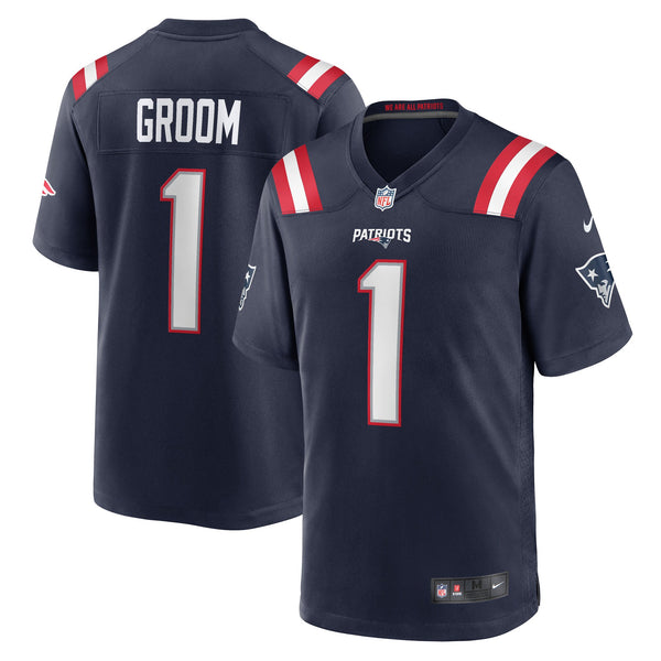 New England Patriots Number 1 Groom Nike Navy Game Jersey