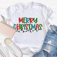 Festive School Holiday Shirt, Merry Christmas Lights Teacher T-Shirt, Adorable Christmas Teacher Graphic Tee, Xmas Educator Present for Teacher