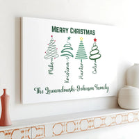 Custom Names Holiday Canvas Print, Personalized Family Christmas Tree Wall Art, Festive Winter Decor, Digital Download