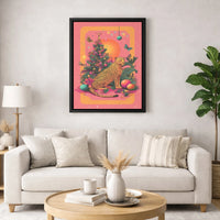 Tropical Holiday Canvas Poster, Leopard Christmas Tree Art, Funky Safari Xmas Wall Art Print, Festive Decor, Printable Digital Download