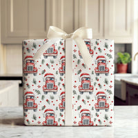 Christmas Trucker Gift Wrap, Santa Driving Semi Truck Wrapping Paper, Holiday Truck Driver Wrapping Paper Rolls, Festive Xmas Paper Present