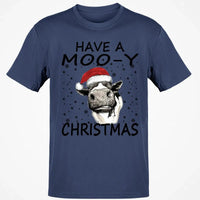 Humorous Holiday Cow Shirt, Have a Moo-y Christmas T-Shirt, Christmas Farmer Graphic Tee, Xmas Animal Lover T-Shirt, Holiday Present