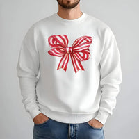 Retro Red Ribbon Holiday Sweater, Christmas Bow Sweatshirt, Adorable Coquette Xmas Crewneck, Vintage Christmas Graphic Sweatshirt, Winter Present