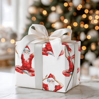 Meditating Santa Gift Wrap, Zen Santa Wrapping Paper, Watercolor Yoga Santa Christmas Paper, Yoga Lover Present Wrap