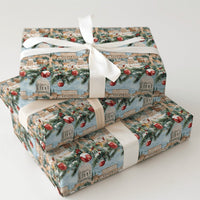 Watercolor Colosseum Gift Wrap, Rome Christmas Wrapping Paper, Snowy Italy Holiday Wrapping Paper, European Travel Winter Wrapping Paper