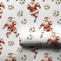 Sports Christmas Gift Wrap, Watercolor Soccer Santa Wrapping Paper, Festive Soccer Player Wrapping Paper, Football Fan Holiday Gift Wrap