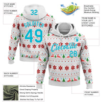 Personalized Name and Number Holiday Hoodie, Custom Christmas Ugly Sweater Sports Hoodie, Xmas Team Spirit Pullover Sweatshirt