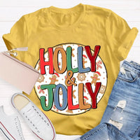Festive Holiday Graphic T-Shirt, Holly and Jolly Christmas Shirt, Retro Merry Christmas Tee, Adorable Winter Holiday Shirt, Unisex Xmas Present