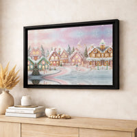 Whimsical Winter Candy Village Canvas Print, Christmas Gingerbread House Wall Art, Festive Holiday Canvas Decor, Xmas Home Art Present