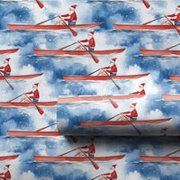 Scull Kayak Christmas Gift Wrap, Rowing Santa Wrapping Paper, Crew Team Santa Claus Wrapping Paper, Athletic Rower Holiday Gift Wrap Roll