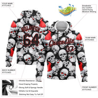 Personalized Xmas Hoodie, Custom Skull Santa Hat Christmas Hoodie, Holiday Skull Pullover Hoodie, Custom Christmas Sweatshirt, Present for Men