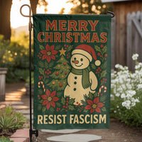 Anti Fascist Holiday Garden Flag, Merry Christmas Resist Fascism Garden Flag, Activist Christmas Yard Flag, Lawn Banner Decor Present
