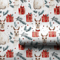 Adorable Watercolor Llama Gift Wrap, Christmas Llama Wrapping Paper, Festive Alpaca Llama Wrapping Paper, Winter Holiday Animal Present Wrap