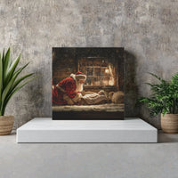 Nativity Scene Printable Poster, Santa Kneeling at Manger Wall Art, Christian Christmas Digital Download, Jesus Nativity Art Print Present