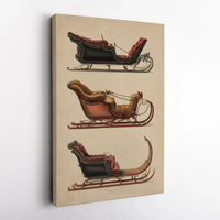 Victorian Winter Carriage Canvas Print, Vintage Sleigh Canvas Art, Antique Christmas Wall Decor, Snowy Winter Landscape Frameless Canvas Art