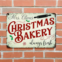 Holiday Kitchen Metal Sign, Christmas Bakery Always Fresh Metal Sign, Holly Snowflake Wall Decor, Retro Christmas Plaque, Baker Metal Sign