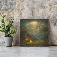 Bethlehem Shepherds Divine Light Painting, Nativity Shepherds Square Canvas, Christian Christmas Wall Decor, Religious Holiday Present