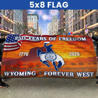 Wyoming 250th Anniversary Flag | America 250 Years of Freedom 1776-2026 | Double-Sided Polyester House Flag | Patriotic WY Home Decor Gift