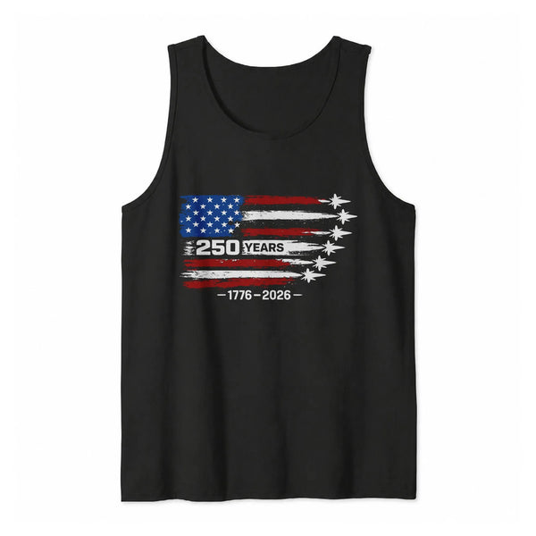 America 250 Years Tank Top | Vintage Distressed Flag 1776-2026 Anniversary Design | Soft Breathable Cotton Blend | Patriotic Gift for History Lovers
