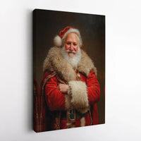 Oil Painting Santa Canvas Print, Vintage Santa Claus Canvas Art, Classic Christmas Wall Canvas, Holiday Portrait Decor, Xmas Home Present