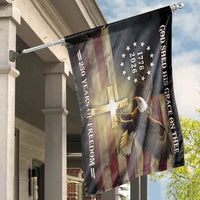 Patriotic Christian House Flag | 250 Years of Freedom USA 250th Anniversary Eagle and Cross | Double-Sided Premium Weatherproof Polyester | Premium American Pride Gift