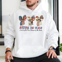 America 250 Years Patriotic Bow Hoodie | Vintage Stars & Stripes Ribbon Art | Premium Cotton-Polyester Blend | Gift for Americana Fans