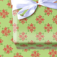 Lime Green Holiday Gift Wrap, Damask Snowflake Christmas Wrapping Paper, Red and Green Xmas Wrapping Paper, Winter Festive Gift Wrap Roll